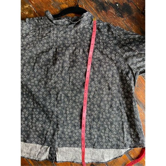 LoveShackFancy Black Cream Floral Button Mock Neck Blouse Size Medium - Picture 9 of 9